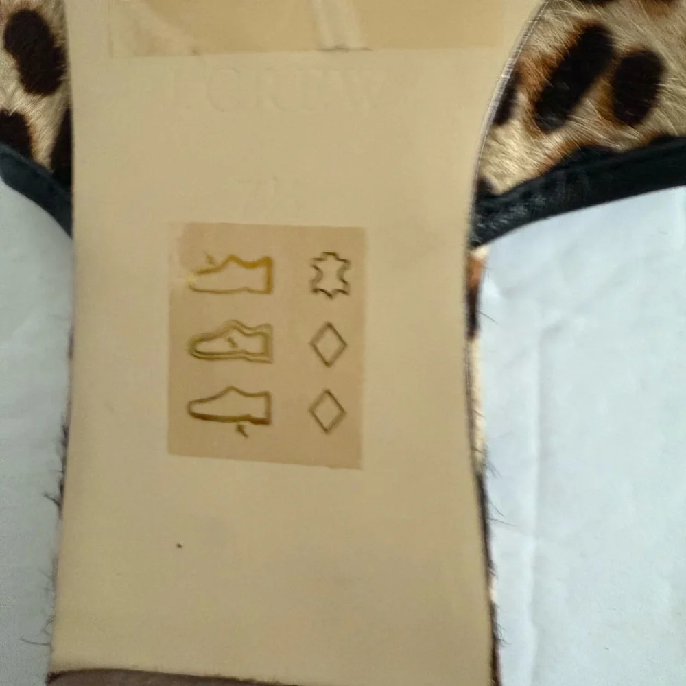 J. Crew Brown and Black Leopard print Sandals flat slides